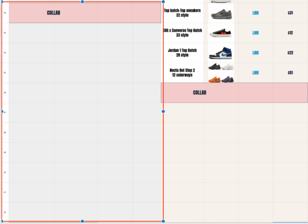 Oopbuy Spreadsheet - 10 Links SHOES, 82-92 Left Side